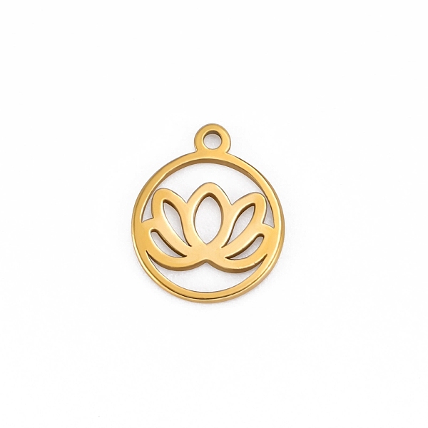 

PandaHall 304 Stainless Steel Charms, Cut-Out, Flat Round with Flower, Golden, 11.9x9.9mm 304 Stainless Steel Flower