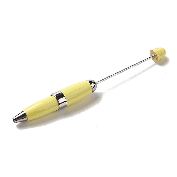 

PandaHall 201 Stainless Steel Beadable Pens, Ball-Point Pen, for DIY Personalized Pen, Champagne Yellow, 119.5x11.5mm Stainless Steel Pen