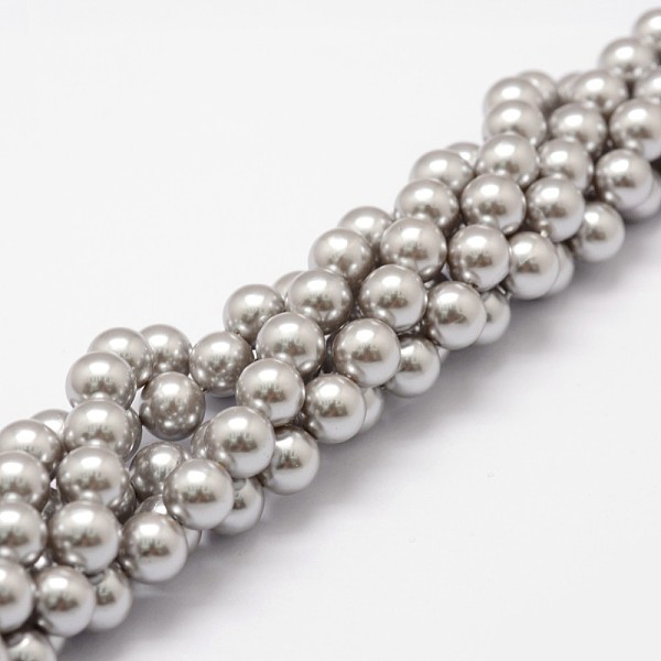 

PandaHall Shell Pearl Beads Strands, Grade A, Round, Gray, 8mm, Hole: 1mm, about 47pcs/strand, 15.5 inch Shell Pearl Round Gray