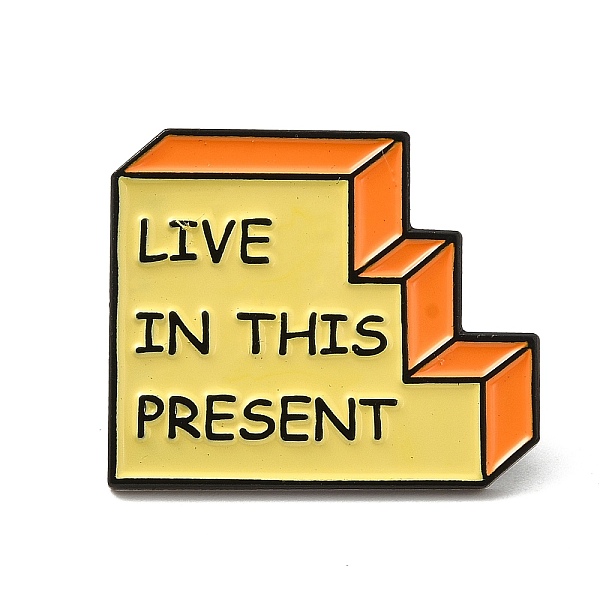 

PandaHall Word Live in the Present Enamel Pins, Black Alloy Badge for Women, Yellow, 21.2x25.5x1.4mm Alloy+Enamel Word Yellow