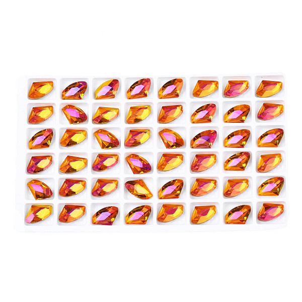 

PandaHall 48Pcs Glass Rhinestone Cabochons, Nail Art Decoration Accessories, Faceted, Orange, 14x9x5mm Glass Twist Orange