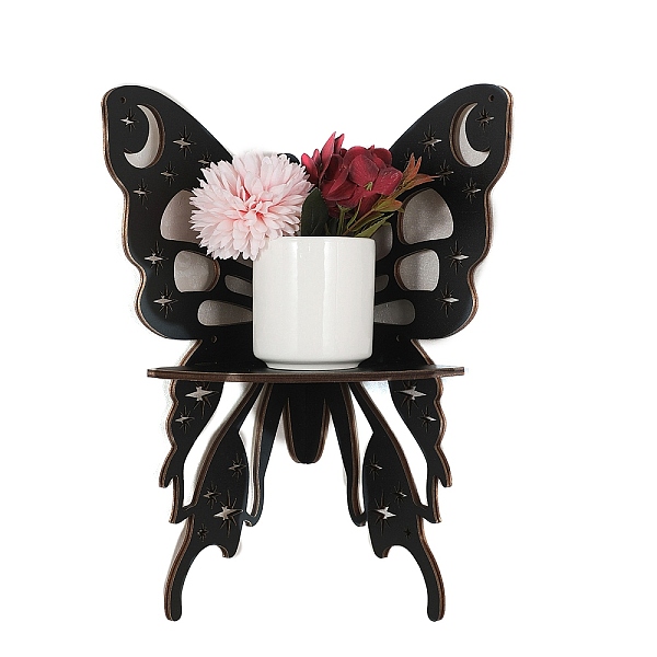 

PandaHall Wooden Shelf Jewelry Candlestick Display Stand, Wall Mounted Decorations, for Home Room Wall Decor, Butterfly, 298x220mm Wood...