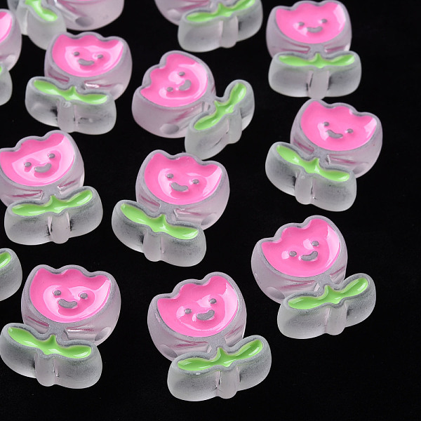 

PandaHall Transparent Acrylic Beads, with Enamel, Frosted, Flower, WhiteSmoke, 24.5x20x9mm, Hole: 3mm Acrylic Flower White