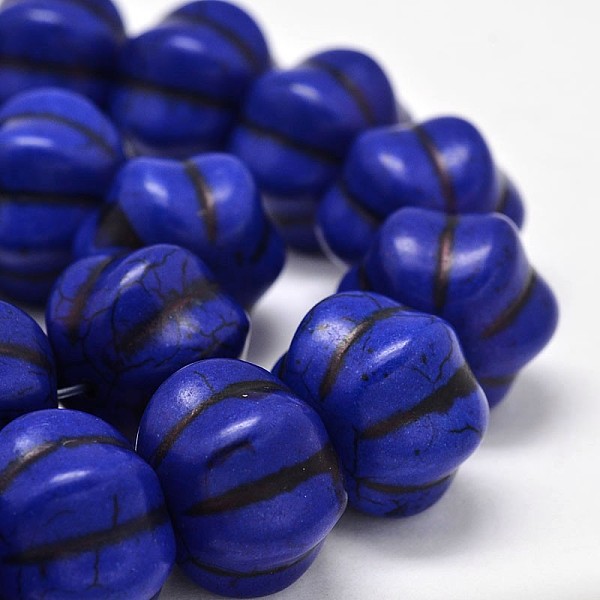 

PandaHall Dyed Synthetic Turquoise Bead Strands, Pumpkin, Medium Blue, 12x8mm, Hole: 1mm, about 868pcs/1000g Synthetic Turquoise Pumpkin...