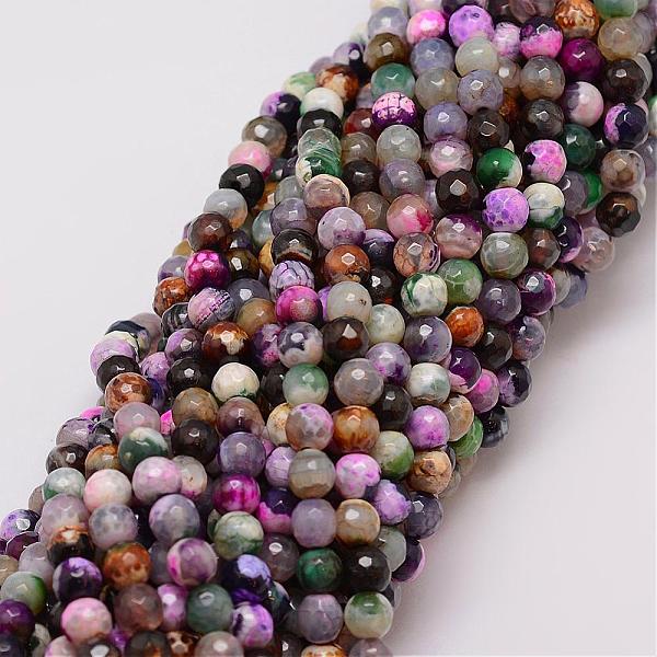 

PandaHall Natural Fire Crackle Agate Bead Strands, Dyed, Faceted, Round, Colorful, 6mm, Hole: 1mm, about 56~58pcs/strand, 14 inch Fire...