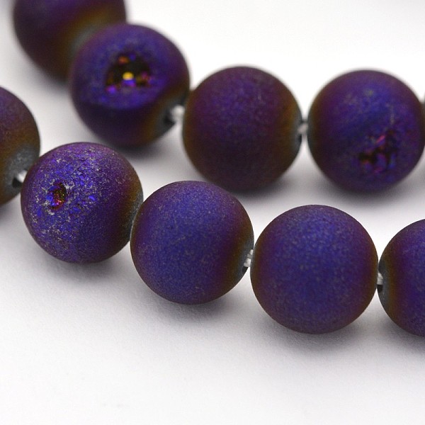 

PandaHall Electroplate Natural Agate Round Beads Strands, Dyed, Purple Plated, 10mm, Hole: 1mm, about 37pcs/strand, 14.9 inch Natural Agate...
