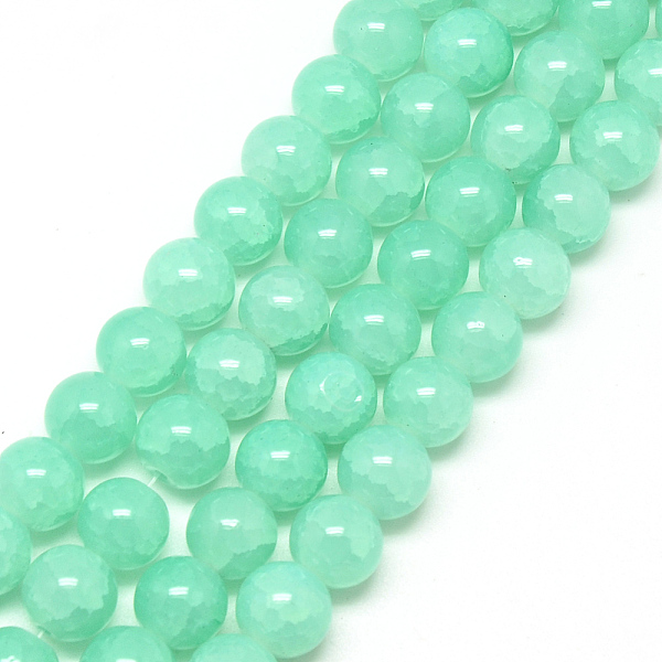 

PandaHall Baking Painted Crackle Glass Beads Strands, Round, Turquoise, 8mm, Hole: 1.3~1.6mm, about 100pcs/strand, 31.4 inch Glass Round..., Green