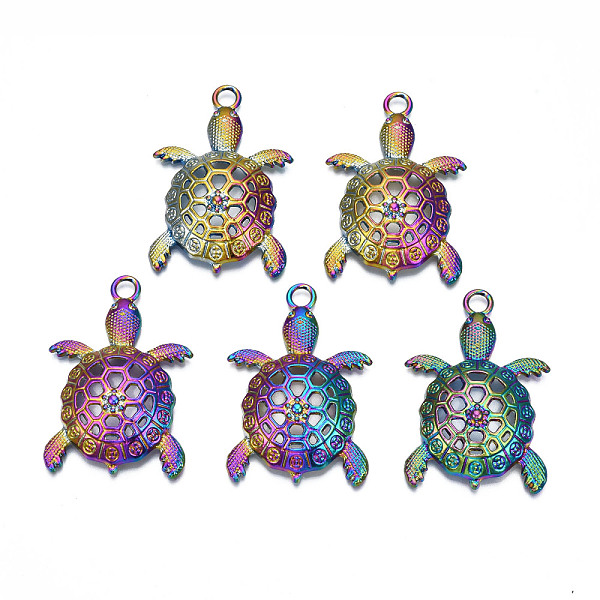

PandaHall Rainbow Color Alloy Big Pendants, Cadmium Free & Lead Free, Turtle, 56x37x9mm, Hole: 5mm Alloy Other Animal
