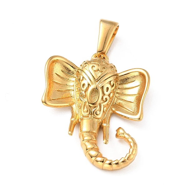 

PandaHall Vacuum Plating 304 Stainless Steel Pendants, Elephant, Golden, 27x21x6mm, Hole: 7.5x3mm 304 Stainless Steel Elephant