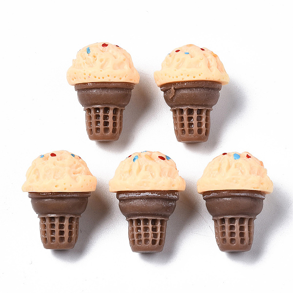 

PandaHall Spray Painted Resin Cabochons, Ice Cream, Sandy Brown, 22~23x17x16.5mm Resin Food