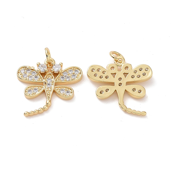

PandaHall Brass Cubic Zirconia Pendants, with Jump Ring, Dragonfly Charm, Real 18K Gold Plated, 19x18.5x3.5mm, Hole: 3.4mm Brass+Cubic..., Clear