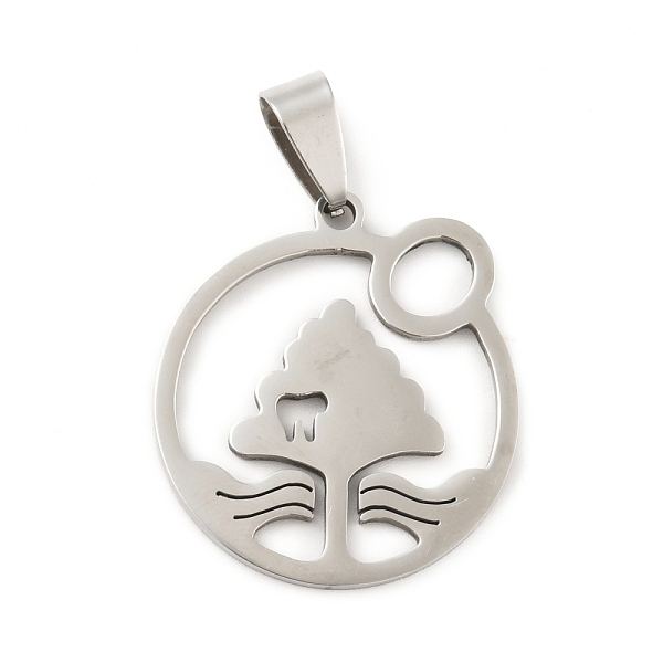 

PandaHall 201 Stainless Steel Pendants, Ring with Tree, Stainless Steel Color, 27.5x25x1.5mm, Hole: 8x4mm 201 Stainless Steel Ring