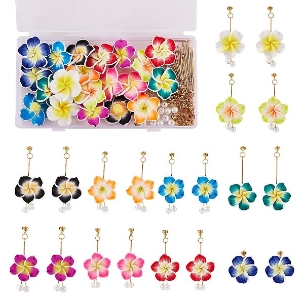 

PandaHall DIY 3D Flower Earring Making Kit, Including Polymer Clay Beads, 304 Stainless Steel Stud Earring Findings, Mixed Color, 30x11mm..., Multicolor