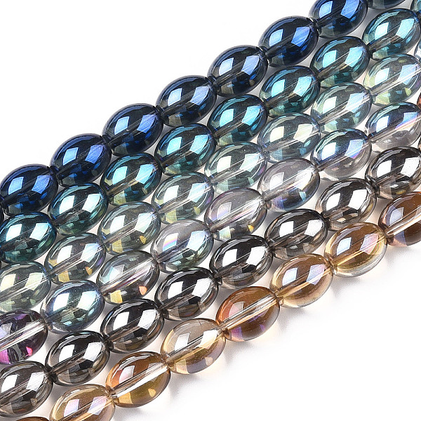 

PandaHall Transparent Electroplate Glass Beads Strands, Oval, Mixed Color, 15.5x12.5mm, Hole: 1.6mm, about 50~52pcs/strand, 31.10 inch~31.89..., Multicolor