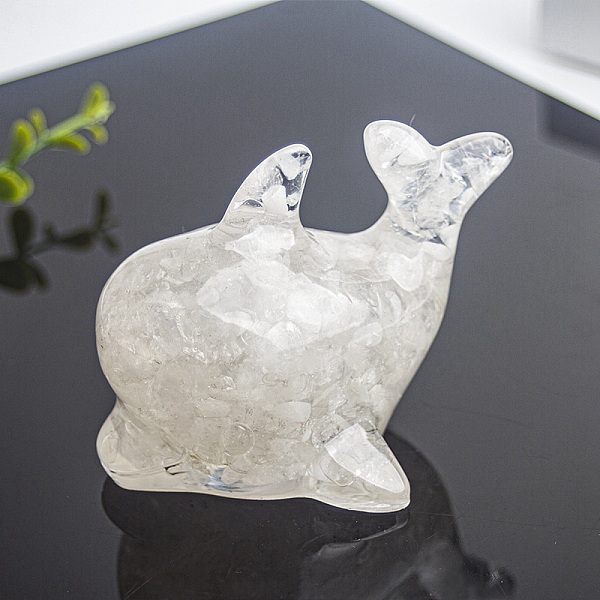 

PandaHall Resin Dolphin Display Decoration, with Natural Quartz Crystal Chips inside Statues for Home Office Decorations, 90x56x62mm Quartz...