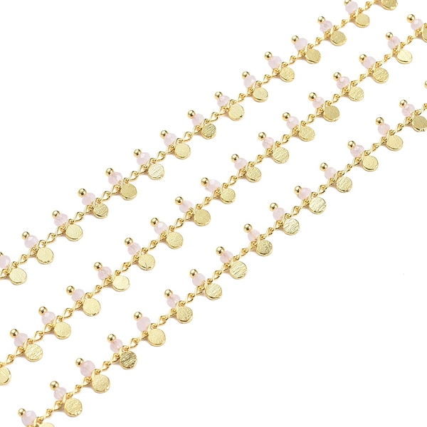 

PandaHall 3.28 Feet Handmade Faceted Glass Beaded Chains, Soldered, with Brass Findings, Golden, Long-Lasting Plated, Misty Rose...