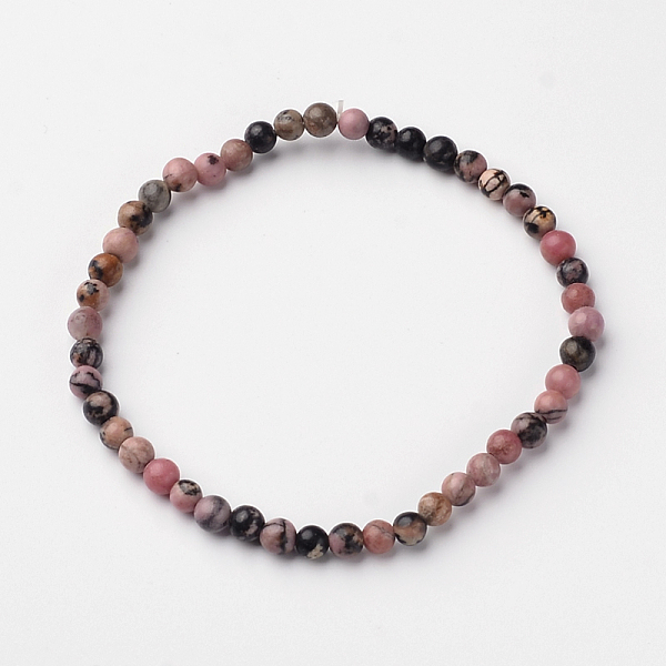 

PandaHall Natural Rhodonite Round Bead Stretch Bracelets, 54.5mm, Bead: 4~5mm Rhodonite