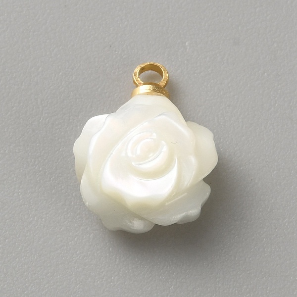 Breloques en forme de fleur sculptée en coquillage naturel