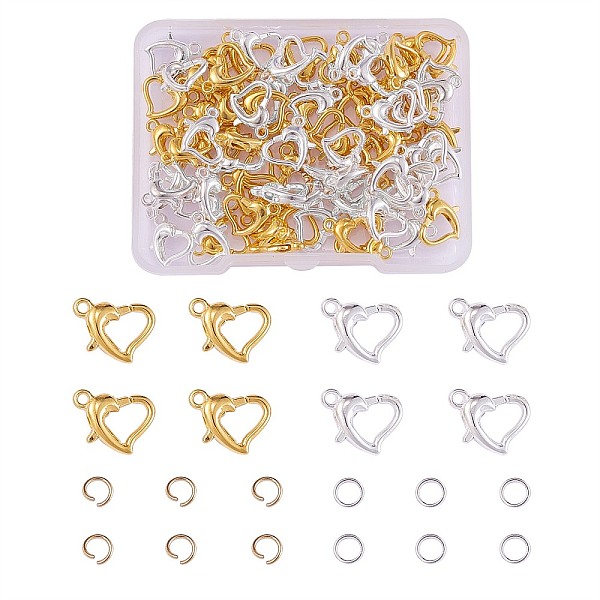 

PandaHall 80Pcs 2 Colors Alloy Lobster Claw Clasps, Heart, Cadmium Free & Lead Free, Golden & Silver, 11.5x8x3mm, Hole: 1.2mm, 40pcs/color...