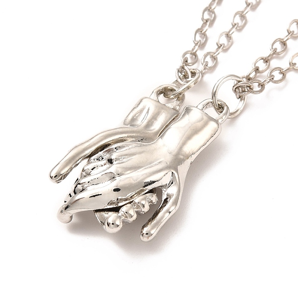 

PandaHall Rack Plating Alloy Hand Pendant Necklaces Sets, Magnetic Couples Necklaces, with Brass Cable Chain, Platinum, 22.04 inch(56cm)...
