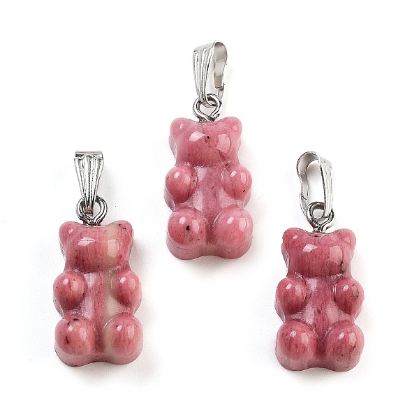 

PandaHall Natural Rhodonite Pendants, with Stainless Steel Color Tone 201 Stainless Steel Findings, Bear, 27.5mm, Hole: 2.5x7.5mm, Bear...