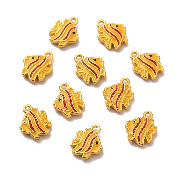 

PandaHall Alloy Enamel Pendants, Matte Gold Color, Fish, Red, 13.5x11x3mm, Hole: 1.5mm Alloy+Enamel Fish Red