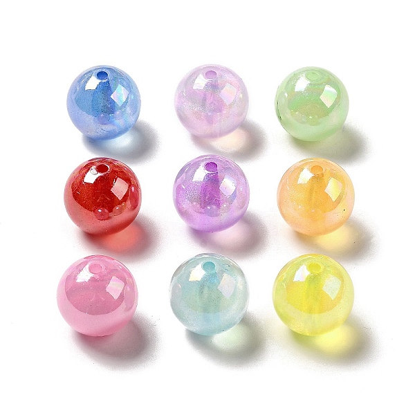 

PandaHall Acrylic Beads, AB Color Plated, Raound, Mixed Color, 19.5mm, Hole: 3mm, about 109pcs/500g Acrylic Round Multicolor