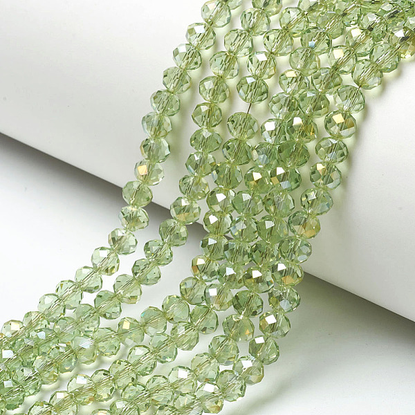 

PandaHall Electroplate Transparent Glass Beads Strands, Half Rainbow Plated, Faceted, Rondelle, Lawn Green, 4x3mm, Hole: 0.4mm, about...