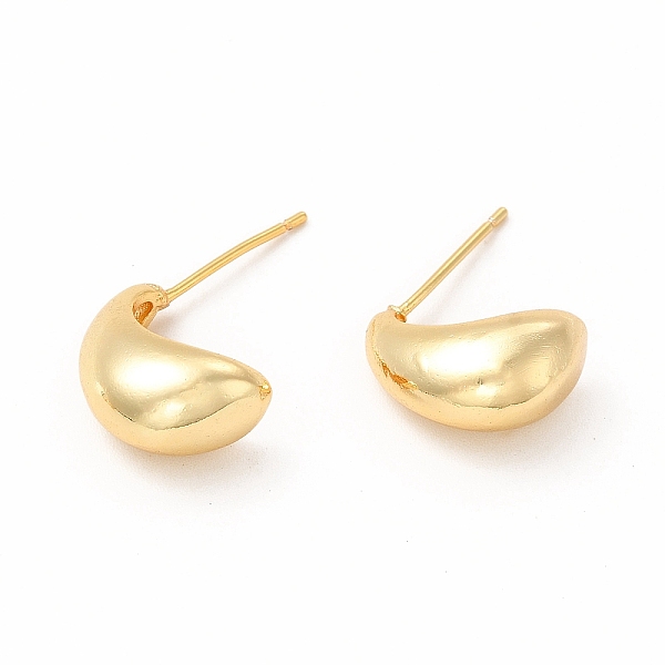 

PandaHall Rack Plating Brass Small Bean Stud Earrings for Women, Cadmium Free & Lead Free, Real 18K Gold Plated, 9.5x14.5mm, Pin: 0.8mm...