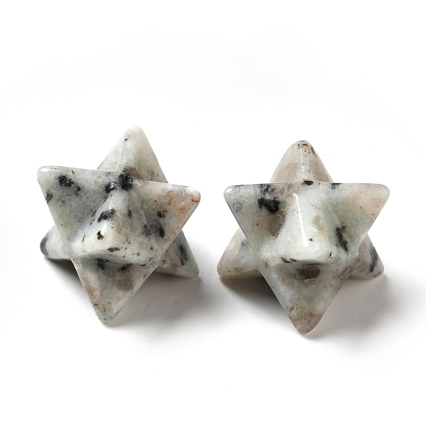 

PandaHall Natural Sesame Jasper/Kiwi Jasper Beads, No Hole/Undrilled, Merkaba Star, 14.5~15x14.5~15x14.5~15mm Sesame Jasper Star