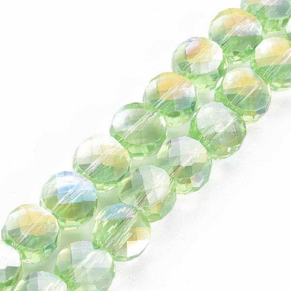 

PandaHall Transparent Electroplate Glass Beads Strands, AB Color Plated, Faceted, Flat Round, Pale Green, 8x5mm, Hole: 1.5mm, about...
