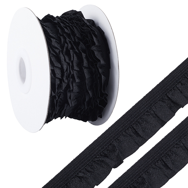 

PandaHall 10 Yards Flat Chinlon Elastic Cord Trim, Pleated Trimming Elastic Cord for Jewelry Making, Garment Accessories, Black, 5/8 inch...