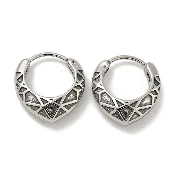 

PandaHall 316 Surgical Stainless Steel Hoop Earrings for Women and Men, Triangle Design, Ring, Antique Silver, 17x15.5mm 316 Surgical...