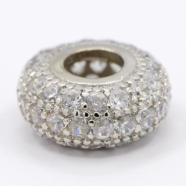 

PandaHall CZ Jewelry Brass Micro Pave Cubic Zirconia Spacer Beads, Rondelle, Clear, Platinum, 10.5x5mm, Hole: 3.8mm Brass+Cubic Zirconia...