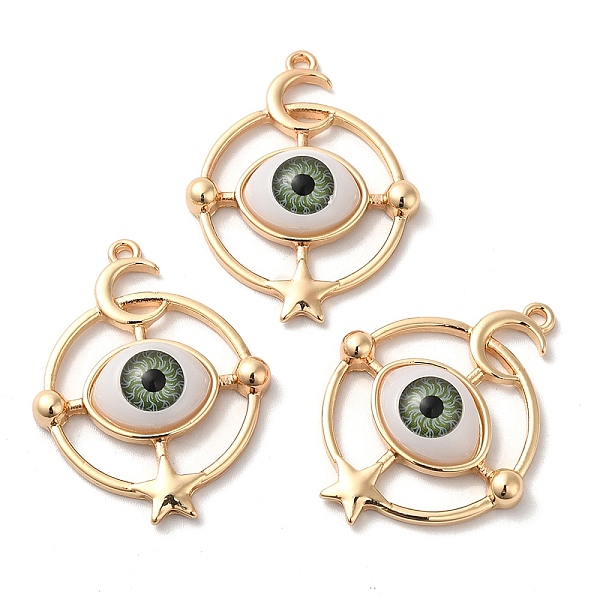 

PandaHall Alloy Pendants, Resin Evil Eye Charms, Cadmium Free & Nickel Free & Lead Free, Golden, 34x26.5x6.5mm, Hole: 1.6mm Alloy+Resin Evil...