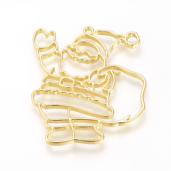 

PandaHall Alloy Open Back Bezel Pendants, For DIY UV Resin, Epoxy Resin, Pressed Flower Jewelry, Santa Claus, Golden, 49x43x3mm, Hole: 2mm...