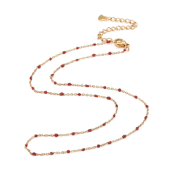 

PandaHall 304 Stainless Steel Cable Chain Necklaces, with Enamel Beads, Golden, 15.8 inch(40.2cm) 304 Stainless Steel Multicolor