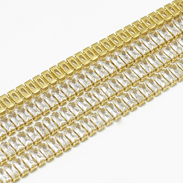 

PandaHall Brass Rectangle Cubic Zirconia Chains, Cubic Zirconia Cup Chain, Lead Free & Nickel Free, Raw(Unplated), 5.5x2.5x2.5mm, about...