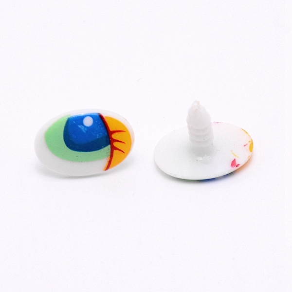 

PandaHall Plastic Doll Craft Eye, for DIY Sewing Craft Dolls Stuffed Toys, Oval, Colorful, 19x14x16mm, Pin: 4.5mm Plastic Eye