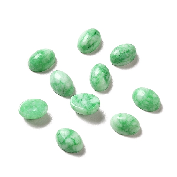 

PandaHall Dyed Natural Jade Cabochons, Oval, Lime Green, 10x14x5~7mm Jade Oval