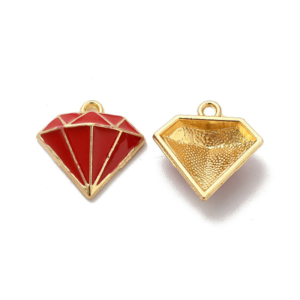 

PandaHall Alloy Enamel Pandants, Lead Free & Cadmium Free, Light Gold, Diamond Charm, Dark Red, 16x16x5.5mm, Hole: 1.4mm Alloy+Enamel...