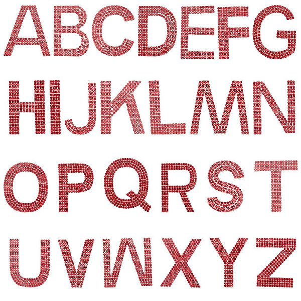 PandaHall Glitter Hotfix Rhinestone, Hot Melt Adhesive on the Back, Costume Accessories, 26 Alphabet, Light Siam, 46x40x1.5mm Glass...