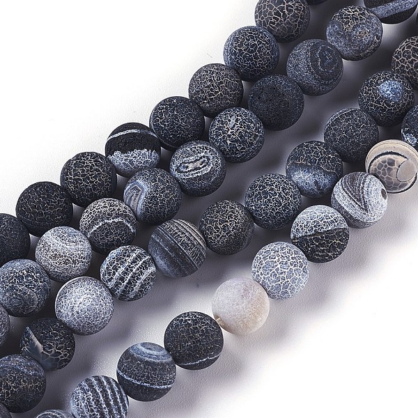 

PandaHall Natural Weathered Agate Beads Strands, Dyed & Heated, Round, Dark Gray, 8mm, Hole: 1.2mm, about 48pcs/strand, 14.37 inch Weathered...