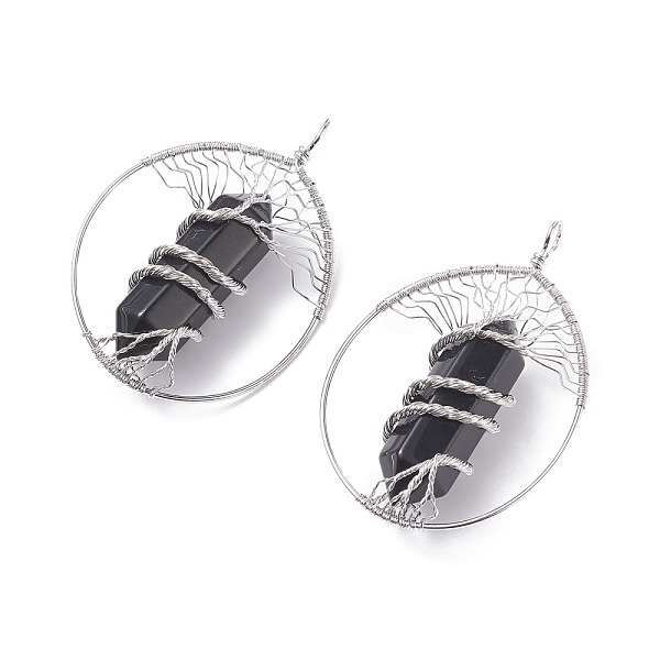 

PandaHall Natural Obsidian Big Pendants, with Brass Findings, Teardrop, 69~71x49~51.5x15~18mm, Hole: 5x6mm Obsidian Teardrop
