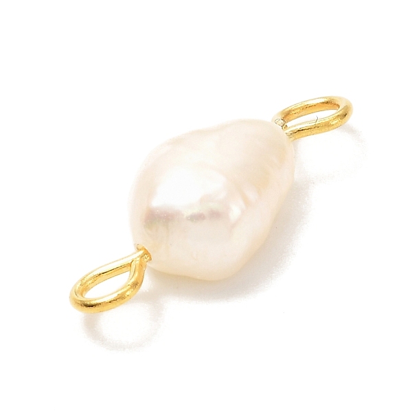 

PandaHall Natural Cultured Freshwater Pearl Beads Links Connectors, with 304 Stainless Steel Eye Pin, Golden, Nuggets, Seashell Color...
