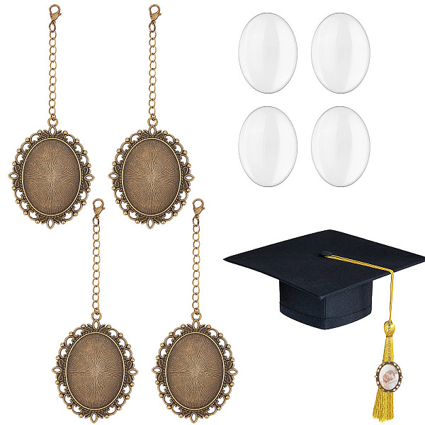 

PandaHall SUNNYCLUE Graduation Theme DIY Alloy Pendant Decoration Making Kits, Including Alloy Graduation Pendant Cabochon Settings..., Clear