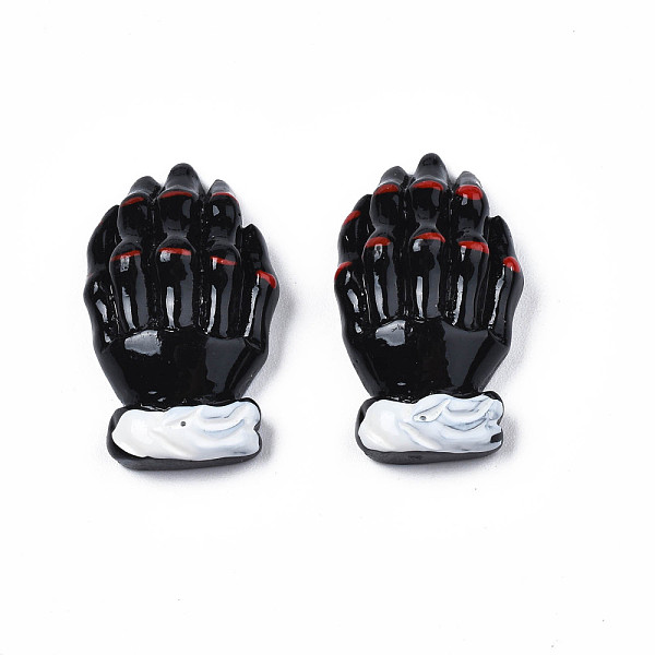 

PandaHall Opaque Resin Cabochons, Halloween Style, Evil Hand, Black, 29x17x9mm Resin Palm Black
