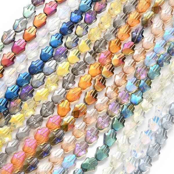 

PandaHall Electroplate Glass Beads Strands, Mixed Style, Hamsa Hand, Mixed Color, 17.8x13.5x7.5mm, Hole: 1.3mm, about 40pcs/strand, 27.95..., Multicolor