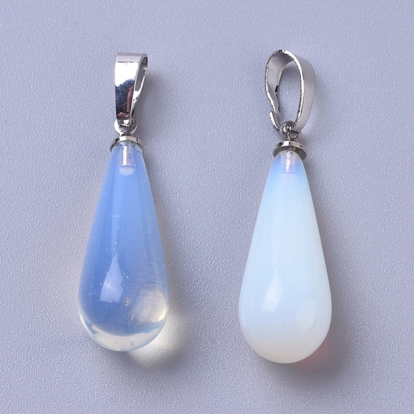 

PandaHall Opalite Pendants, with Platinum Tone Brass Peg Bails, Teardrop, 27.5~29.5x10.5mm, Hole: 3.5~9x3.5~4.5mm Opalite Teardrop