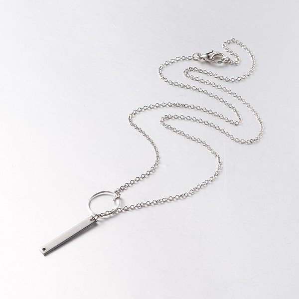 

PandaHall Brass Lariat Necklaces, with 304 Stainless Steel Link and Zinc Alloy Lobster Claw Clasps, Platinum, 18.1 inch Brass